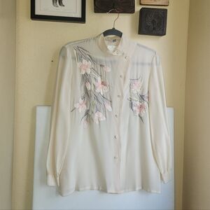 100% Silk Hand Embroidered Vintage Blouse